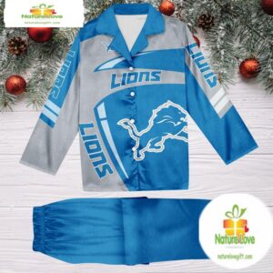 NFL Detroit Lions Special Football Team Winter Season Satin Pajamas Set 2