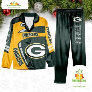 NFL Green Bay Packers Football Team Winter Satin Pajamas Set Gift for Fans