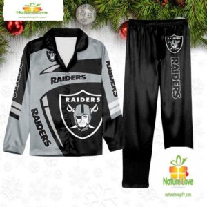 NFL Las Vegas Raiders Special Football Team Winter Season Satin Pajamas Set 1