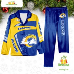NFL Los Angeles Rams Football Team Winter Satin Pajamas Set Gift for Fans