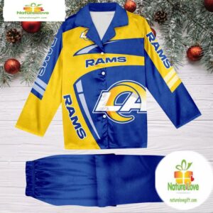 NFL Los Angeles Rams Special Football Team Winter Season Satin Pajamas Set 2