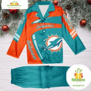 NFL Miami Dolphins Special Football Team Winter Season Satin Pajamas Set 2