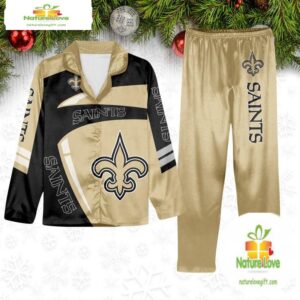 NFL New Orleans Saints Football Team Winter Satin Pajamas Set Gift for Fans