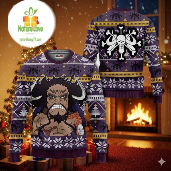 Yonko Kaido Anime Xmas Gifts One Piece Ugly Christmas Sweater