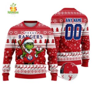 MLB Texas Rangers Grinch Christmas Ugly Sweater