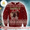 ACDC All I Want For Christmas Is ACDC Snowflakes And Reindeer Pattern Christmas Ugly Sweater