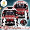 ACDC Band Members Photo With Santa Hats Holiday Christmas Ugly Sweater