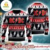 ACDC Band Signature Logo With Thunder And Xmas Tree Pattern 2026 Ugly Christmas Sweater