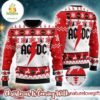 ACDC Big Logo Thunder With Horns Holiday Pattern Red And White Ugly Christmas Sweater