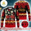 ACDC High Way To Hell X Hells Bells Signature Albums Xmas Black And Red Ugly Christmas Sweater