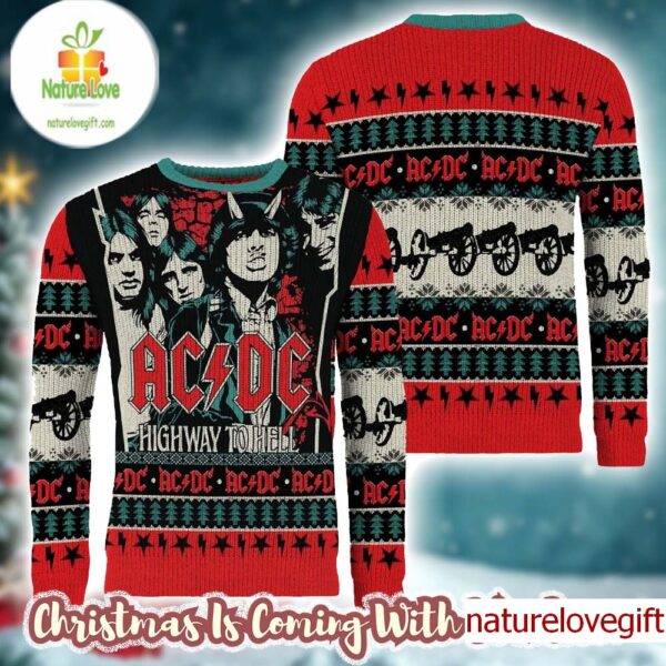 ACDC Highway To Hell Whole Lotta Cozy 2025 Holiday Christmas Ugly Sweater