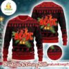 ACDC Holiday Style Knitted Red And Black Ugly Christmas Sweater