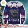 ACDC Signature Cannon For Those About To Rock Knitted Purple Ugly Christmas Sweater
