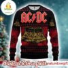 ACDC Signature Hells Bells Xmas 2025 Knitted Red And Black Ugly Christmas Sweater
