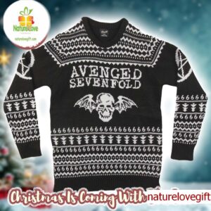 Avenged Sevenfold Black And White Beathbat And Logo Knitted Christmas Ugly Sweater