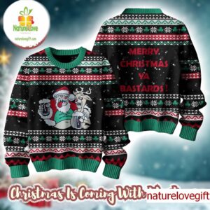 Dropkick Murphys Funny Drunk Santa Merry Christmas Ya Bastards Xmas Ugly Sweater