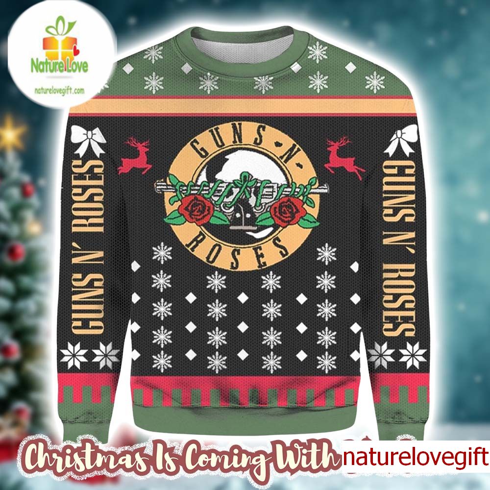 Guns N Roses Big Logo Heavy Metal Gift For Fans Christmas Ugly Sweater Guns N Roses Big Logo Heavy Metal Gift For Fans Christmas Ugly Sweater