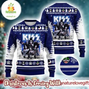 Kiss Band End Of The Road The Final 50 Shows Band Members Graphic 2025 Ugly Christmas Sweater