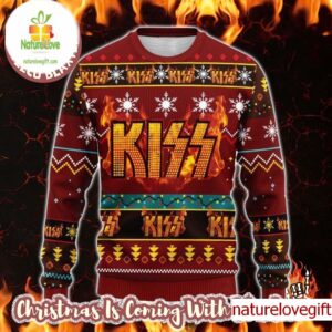 Kiss Fire Logo Rock Fan Lover Ugly Christmas Sweater