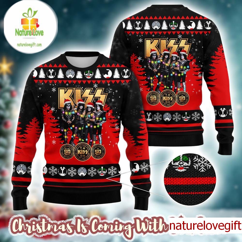 Kiss Members With Santa Hats End Of The Road The Final 50 Shows Anniversary Gift For Fans Ugly Christmas Sweater Kiss Members With Santa Hats End Of The Road The Final 50 Shows Anniversary Gift For Fans Ugly Christmas Sweater