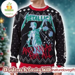 Metallica And Xmas For All And Justice For All Holiday Gift For Fans Knitted Ugly Christmas Sweater