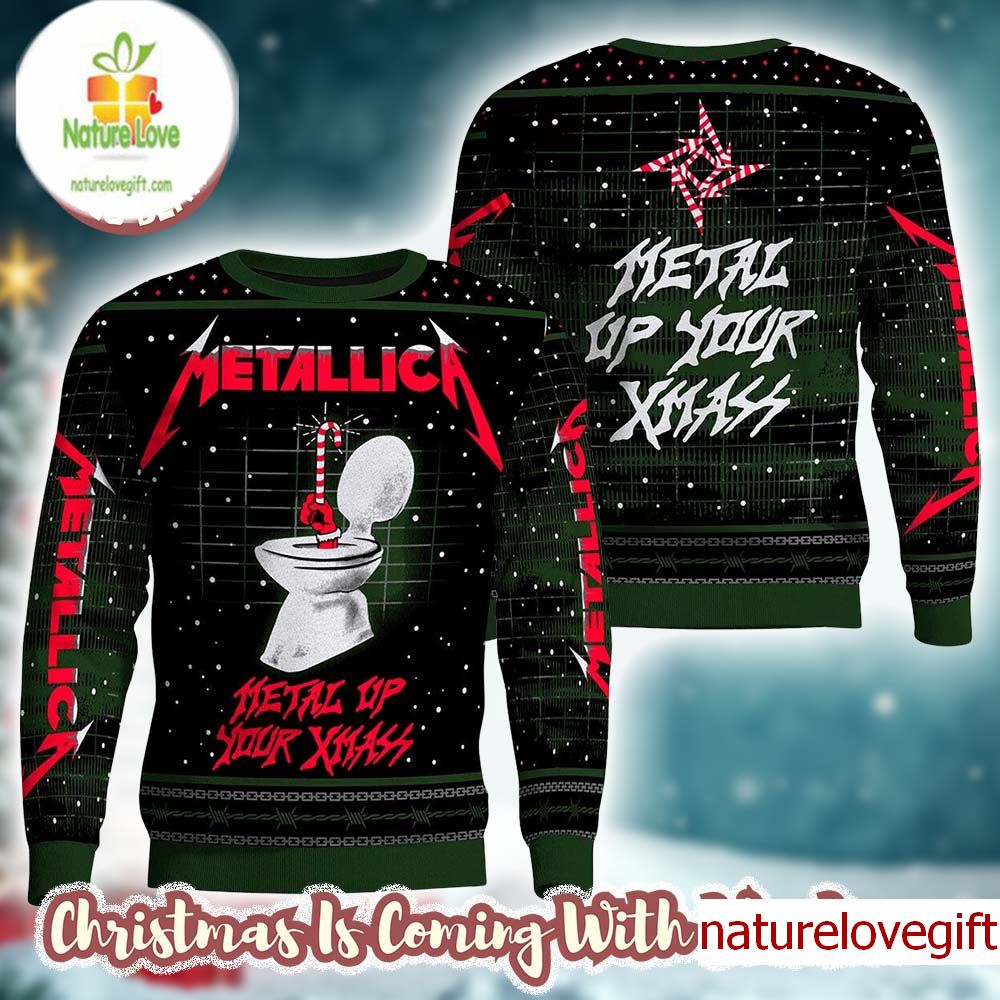 Metallica Metal Up Your Xmass Funny Toilet Candy Crane Ugly Christmas Sweater Holiday Gift Metallica Metal Up Your Xmass Funny Toilet Candy Crane Ugly Christmas Sweater Holiday Gift