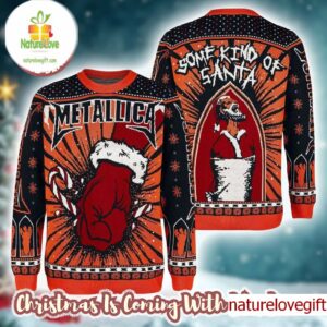 Metallica Some Kind Of Santa St Anger Xmas Style Candy Crane Ugly Christmas Sweater