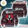 Misfits Signature Crimson Ghost 138 Snowflakes Pattern Ugly Christmas Sweater
