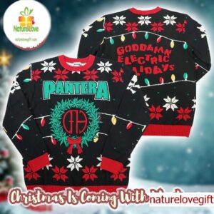 Pantera Goddamn Electric Holidays Christmas Lights Xmas Gift 2025 Ugly Christmas Sweater