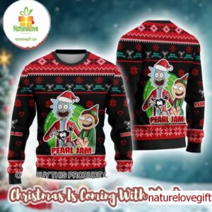 Pearl Jam X Rick and Morty Holiday Merry Xmas Gift 2025 Ugly Christmas Sweater