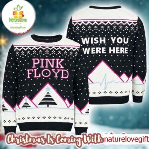 Pink Floyd Wish You Were Here Classic Logo Snowy Night Knitted Ugly Christmas Sweater