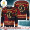 Rammstein Big Logo Santa Hat En Baum Brennt Flames Ugly Christmas Sweater