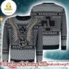 Rammstein Holiday Angel With Logo Pattern Grey Ugly Christmas Sweater