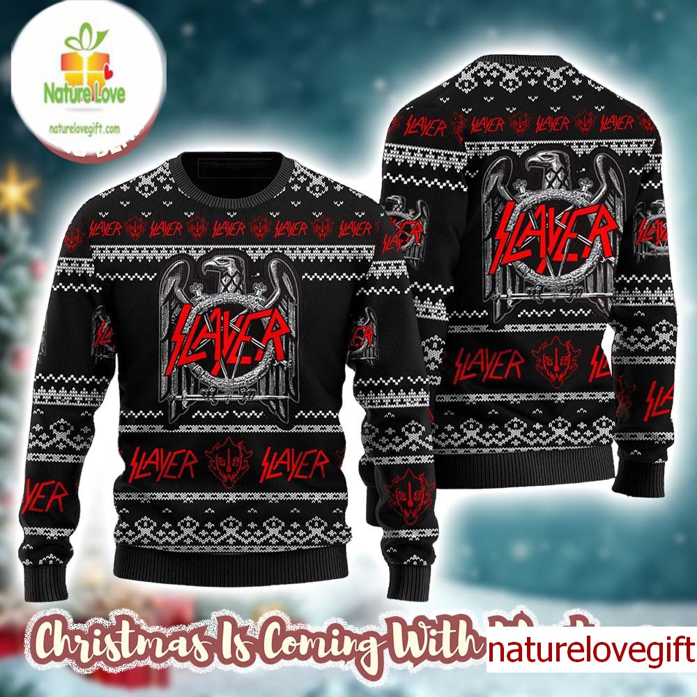 Slayer Band Eagle Logo Christmas Ugly Sweater Slayer Band Eagle Logo Christmas Ugly Sweater