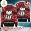 Slayer Band South Of Christmas Bloody Skull Santa All Over Knitted Christmas Ugly Sweater