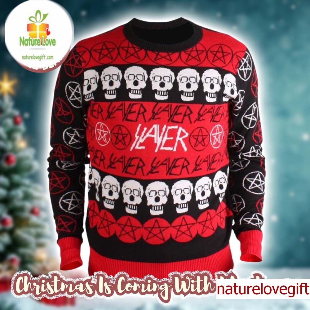 Slayer Kerry King Pentagram And Skulls Pattern Logo Holiday 2025 Christmas Ugly Sweater Slayer Kerry King Pentagram And Skulls Pattern Logo Holiday 2025 Christmas Ugly Sweater