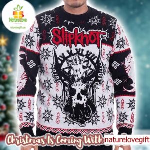 Slipknot Band Goat Skull Horror All Over Tribal S Logo With Snowflakes Pattern Ugly Christmas Sweater