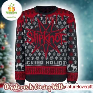 Slipknot Fucking Holiday Snowflakes Pattern Knitted Ugly Christmas Sweater