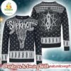 Slipknot Fucking Holidays Logo Goat Head And Tribal S Logo Blink Pattern Black And Grey Ugly Christmas Sweater