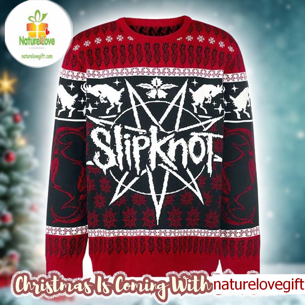 Slipknot Holiday Goat Pattern Xmas For Rock Fan Ugly Christmas Sweater Slipknot Holiday Goat Pattern Xmas For Rock Fan Ugly Christmas Sweater