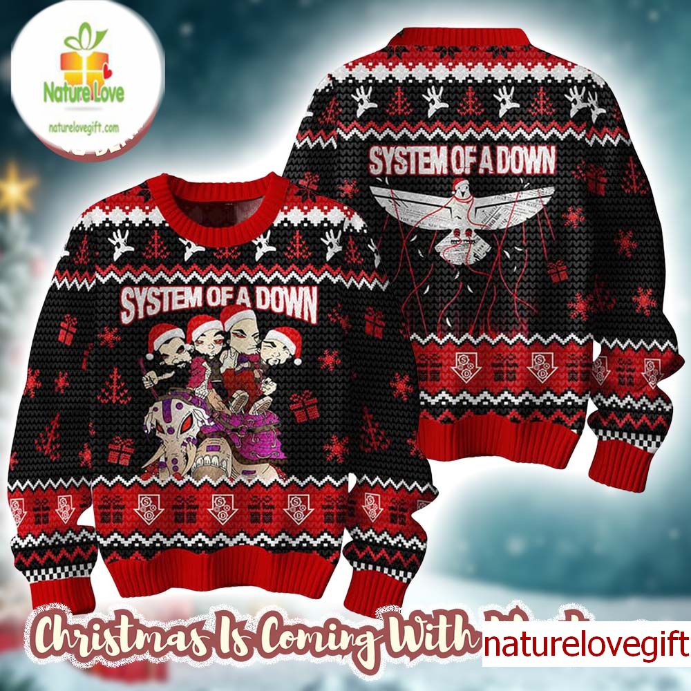 System Of A Down Band Members Santa Riding Elephant Knitted 2025 Christmas Ugly Sweater System Of A Down Band Members Santa Riding Elephant Knitted 2025 Christmas Ugly Sweater