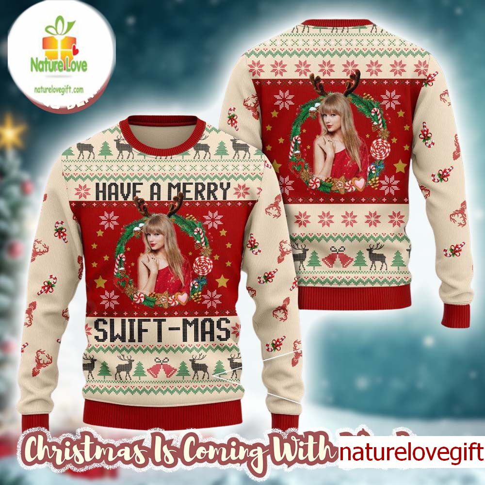 Taylor Swift Reindeer Have A Merry Swiftmas The Eras Tour Knitted Ugly Christmas Sweater Taylor Swift Reindeer Have A Merry Swiftmas The Eras Tour Knitted Ugly Christmas Sweater