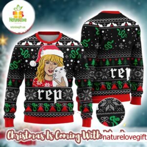 Taylor Swift Reputation Santa Taylor Hug A Cat Merry Xmas Holiday 2025 Ugly Christmas Sweater
