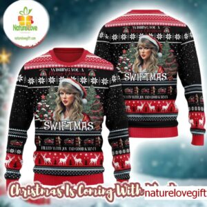 Taylor Swift Santa Merry Christmas Swiftmas Knitted Ugly Sweater Gift For Fans