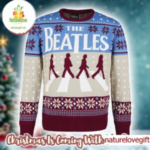 The Beatles Abbey Road Signature Aston Villa Colorway Holiday Ugly Christmas Sweater