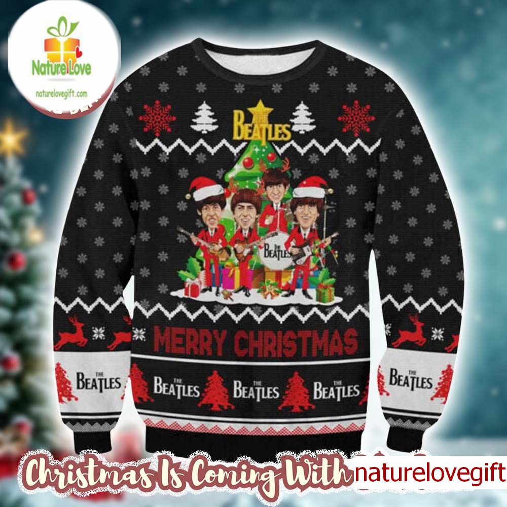 The Beatles Funny Santas Under The Christmas Tree Merry Christmas Ugly Sweater The Beatles Funny Santas Under The Christmas Tree Merry Christmas Ugly Sweater