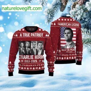 A True Patriot Charlie Kirk 1993-2025 Ugly Christmas Sweater