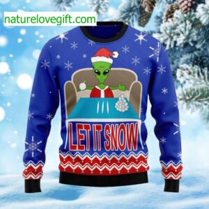 Alien Let It Snow Ugly Christmas Sweater Alien Let It Snow Ugly Christmas Sweater