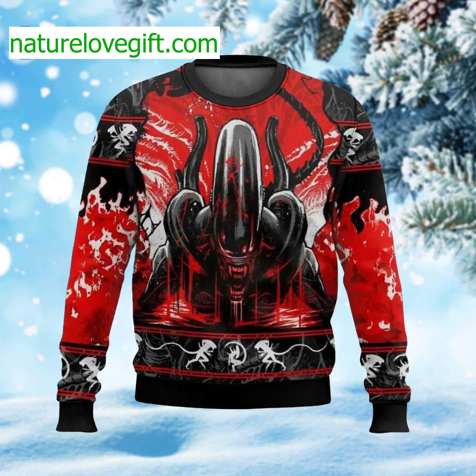 Alien Xenomorph Ugly Christmas Sweater Alien Xenomorph Ugly Christmas Sweater