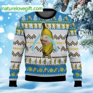 Banana Cat Crying Ugly Christmas Sweater